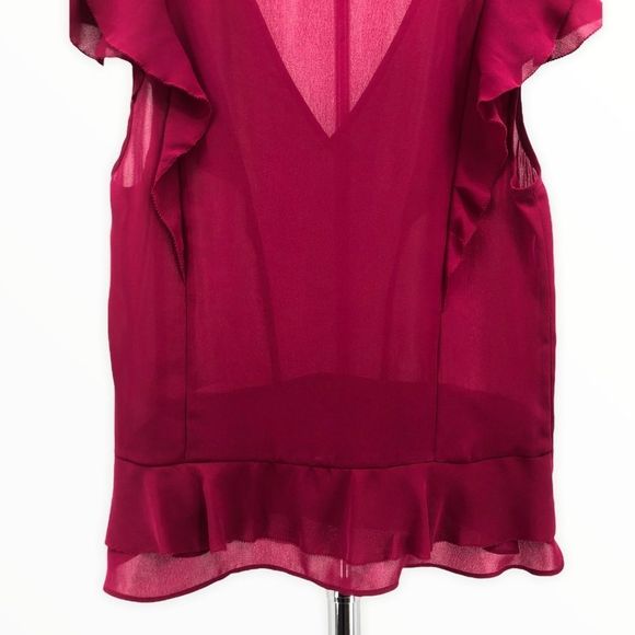 Parker Ruffle Flutter Sleeve V Neck Blouse Top size Small - Picture 7 of 12